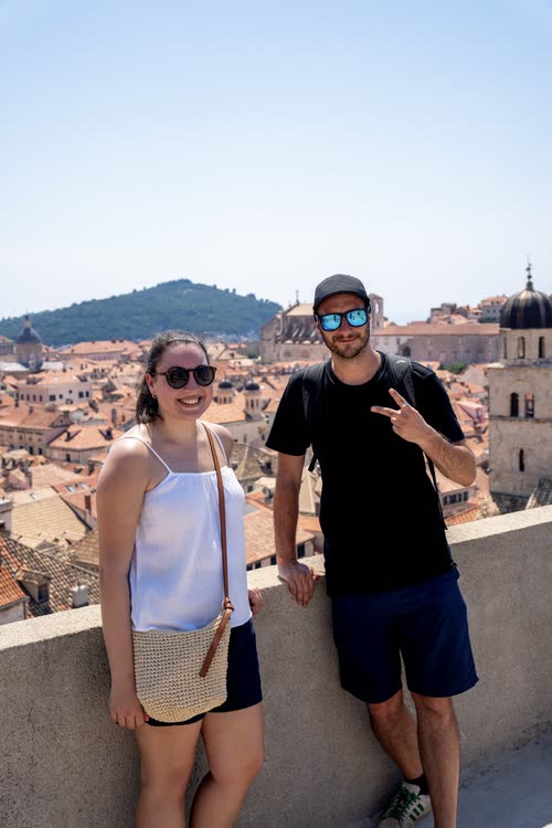 Jordy Scott and a companion on the Dubrovnik city walls above the old town