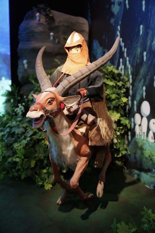 A model of a rider on a horned elk from a Studio Ghibli exhibition, Singapore