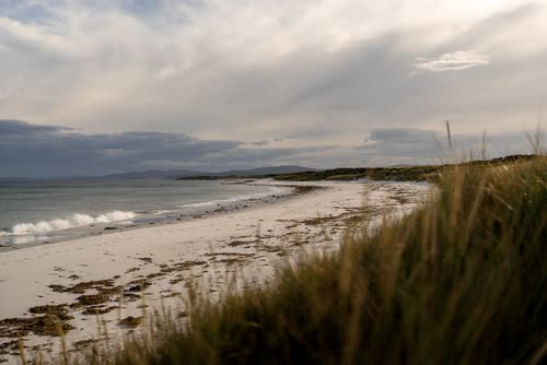 A wide empty beach and low cloud on the Tasmanian coast