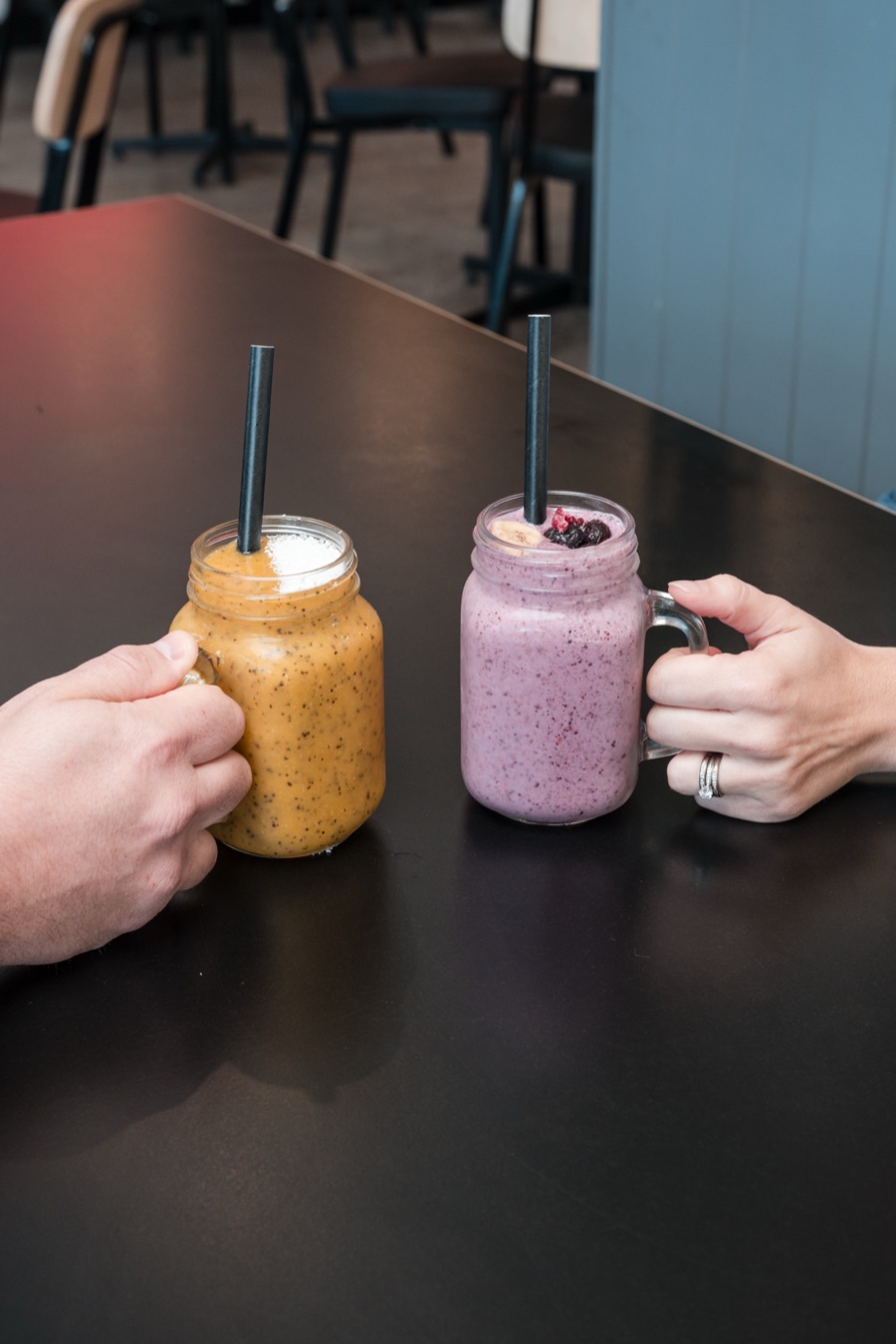 Two smoothies on the bar at Social Fair