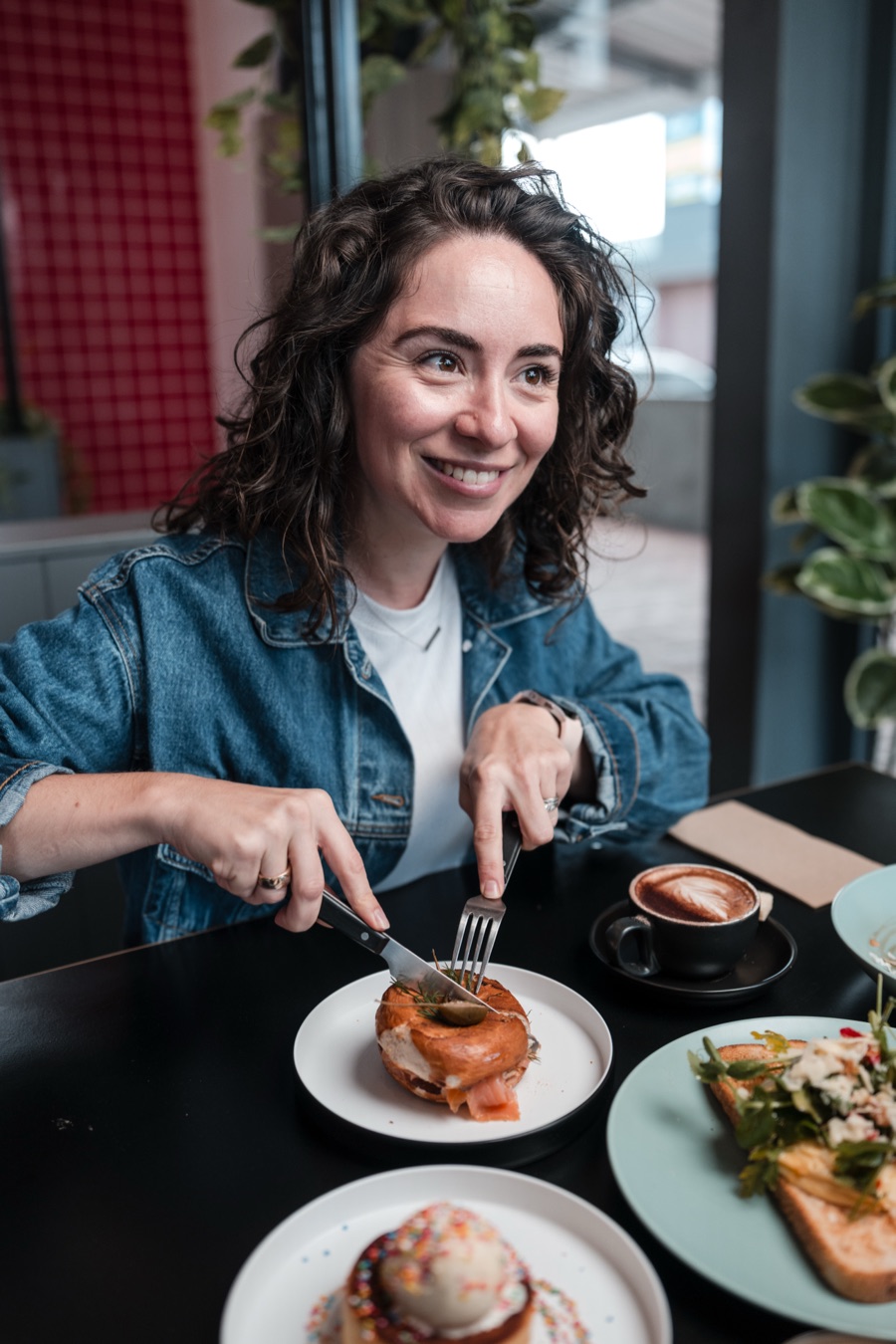 Guest enjoying brunch at the Social Fair cafe
