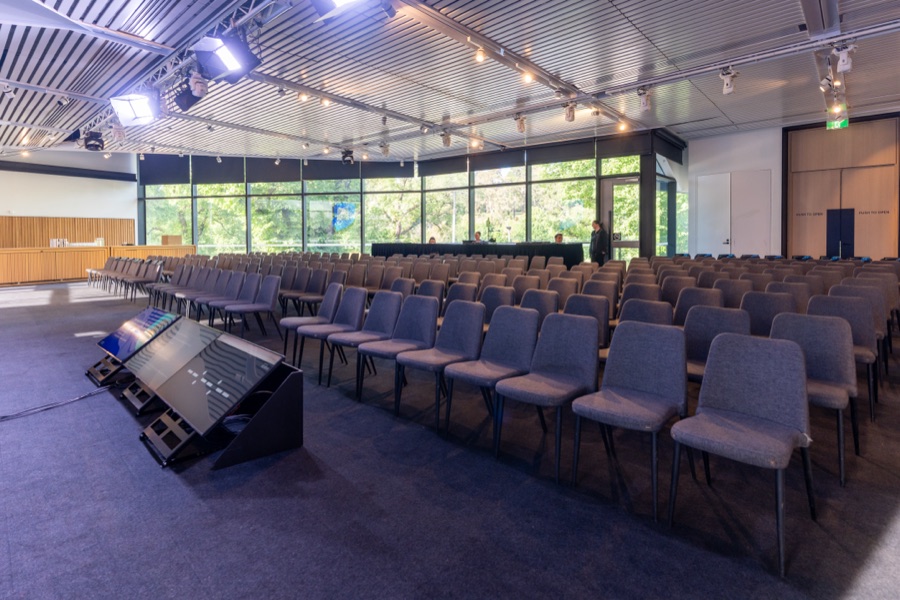 The conference room set before the first session