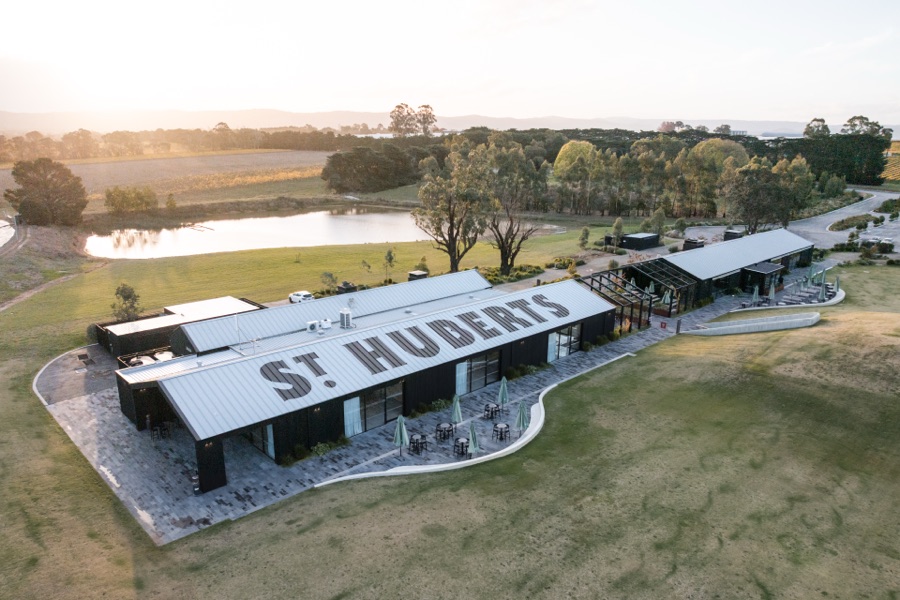Aerial of St Huberts winery at golden hour
