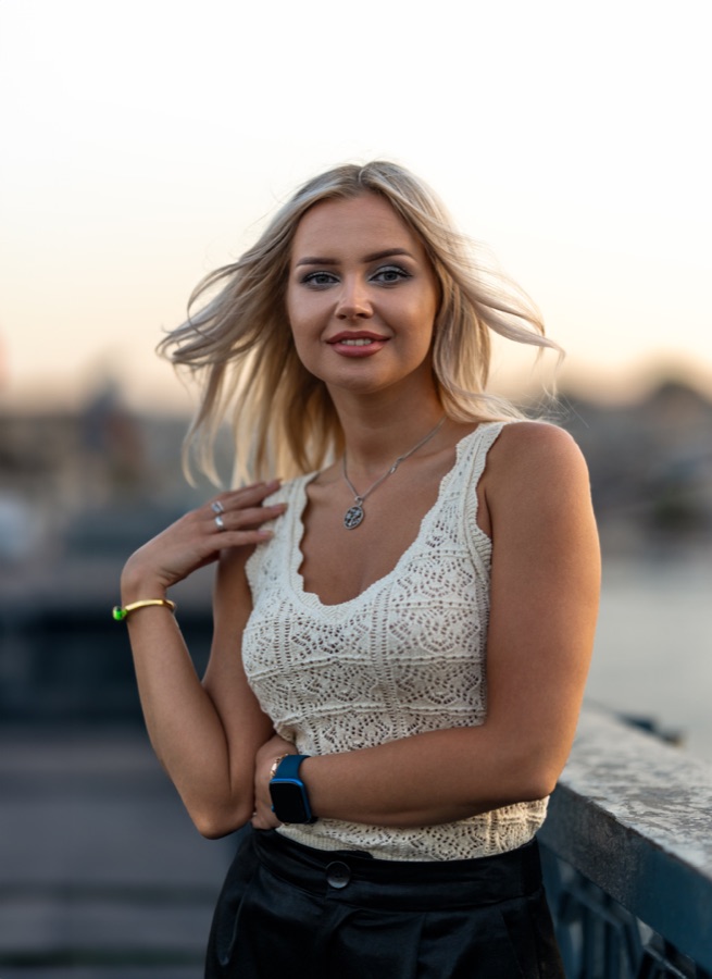 Portrait of a woman outdoors at golden hour