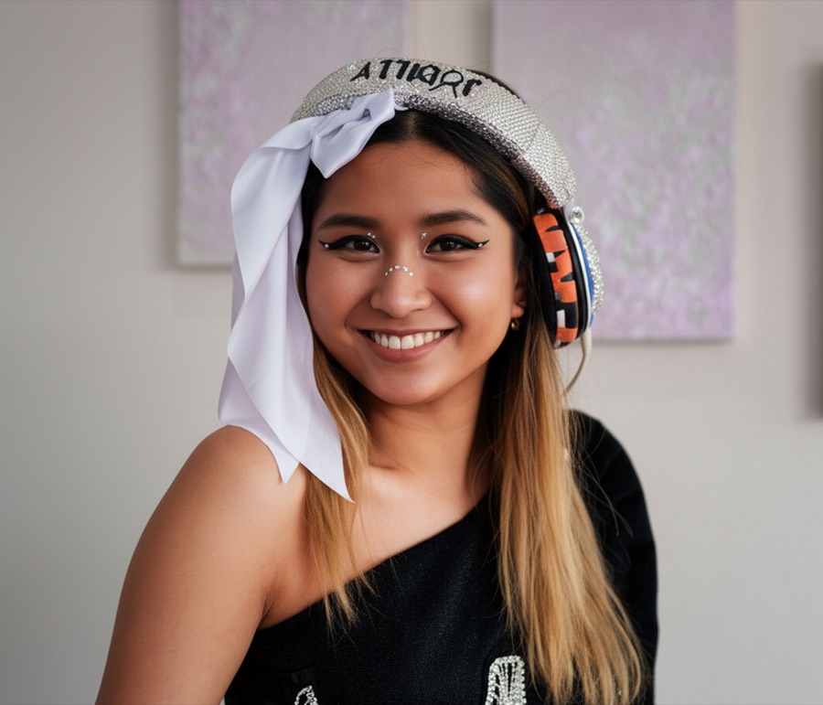Portrait of a woman in a white head covering